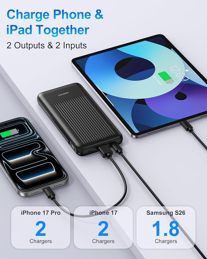 2-Pack Portable Charger, 10000mAh 22.5W Compact USB C Power Bank Fast Charging - Image 4