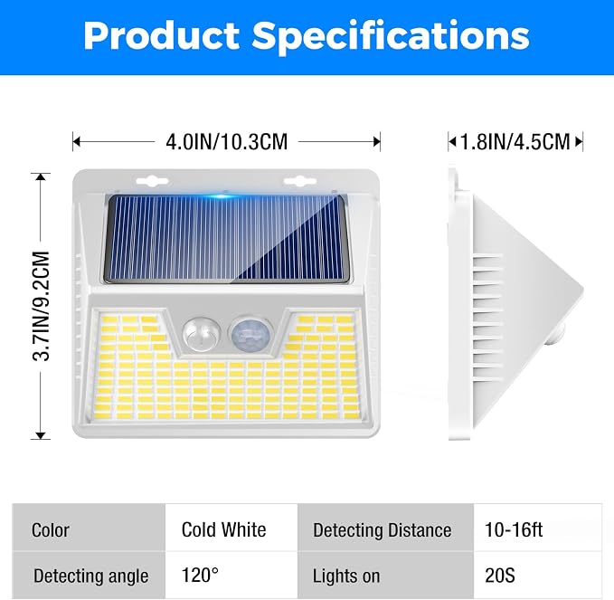 Peasur Solar Lights Outdoor Waterproof, 3 Lighting Modes Motion Sensor Ultra - Image 8