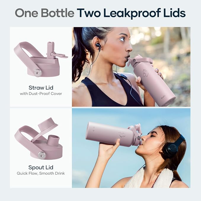 BUZIO 40 oz Water Bottle Insulated, Triple Wall Vacuum Stainless Steel Flask - Image 3