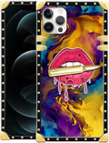 Compatible with iPhone 11 Pro Max Case, Cool Corlorful Lip Marble Luxury Golden by Unknown