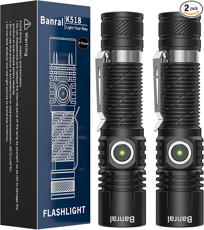 Banral Rechargeable Tactical Flashlights, High Lumens Small Mini USB-C LED by Banral