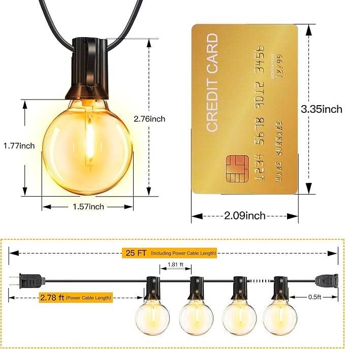 Ollny 25FT Outdoor String Lights, Waterproof Connectable Shatterproof Outside - Image 5