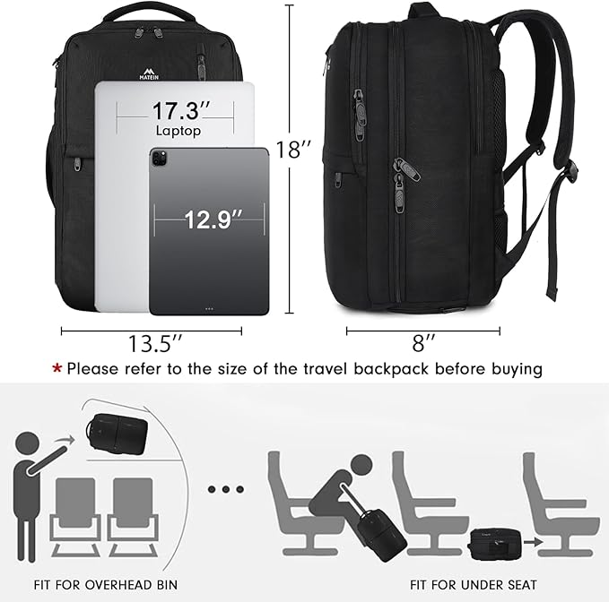 MATEIN Carry on Backpack, 40L Flight Approved Large Travel Laptop Backpack - Image 7