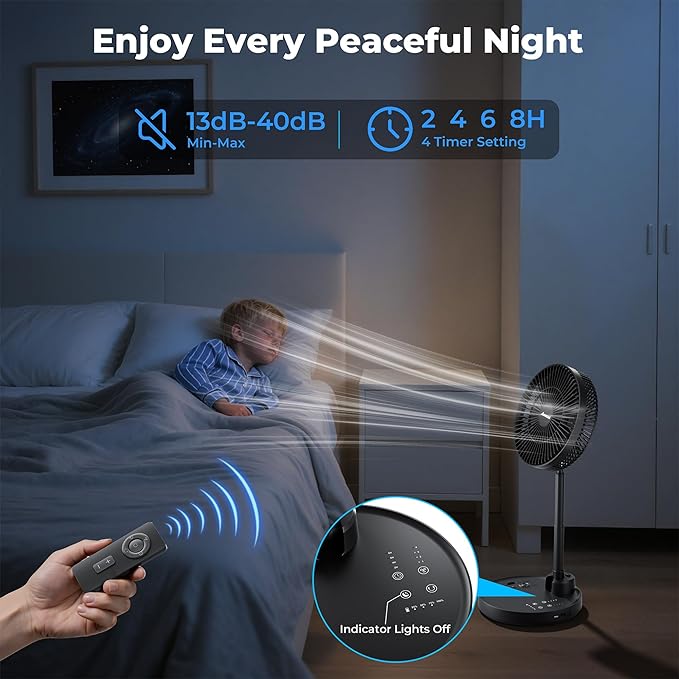 AMACOOL 10'' Foldable Oscillating Fan, 20000mAh Battery Operated - Image 5