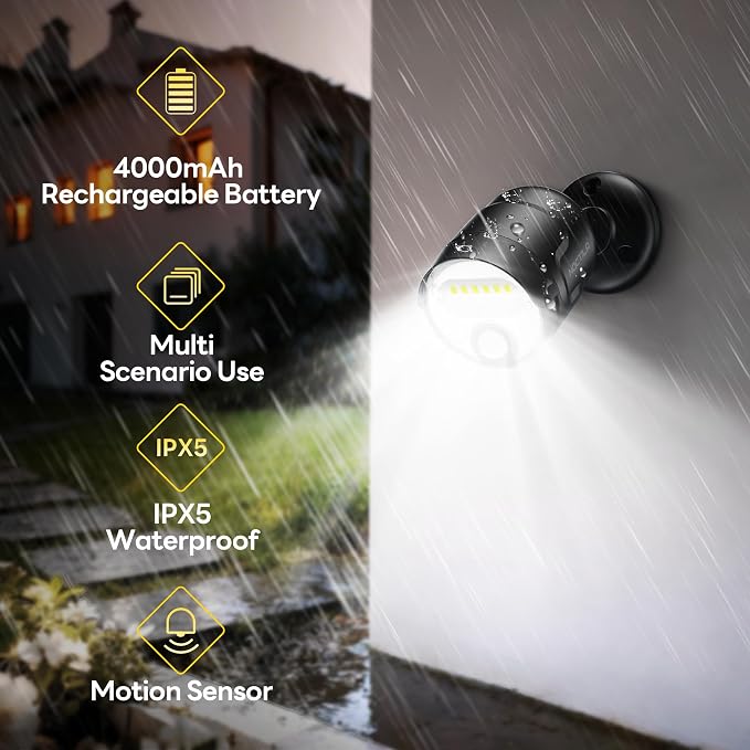 Rechargeable Battery Operated Motion Sensor Light, 4000mAh Battery Powered - Image 2