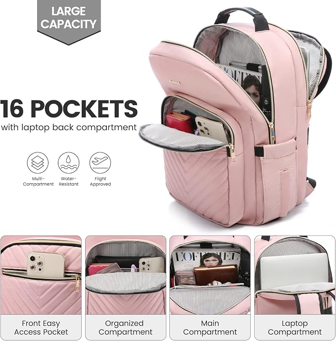LOVEVOOK Laptop Backpack for Women 15.6 inch, Cute Womens Travel Purse - Image 3