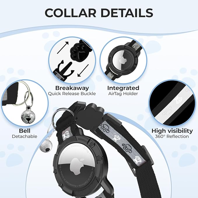 Breakaway AirTag Cat Collar, Reflective Cat Tracker Collar - Image 5