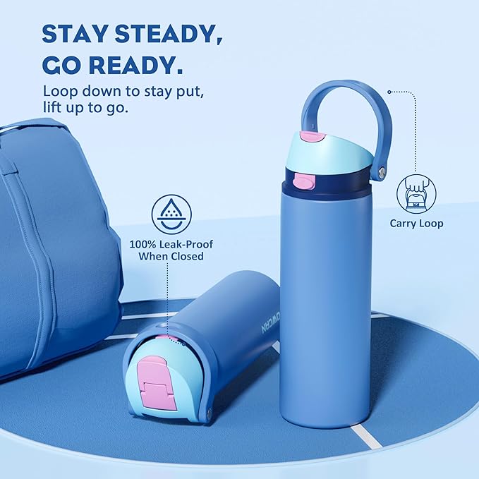 POWCAN 24 oz Metal Sports Water Bottle: 2-in-1 Push-Button Spout & Quick-Flip - Image 4