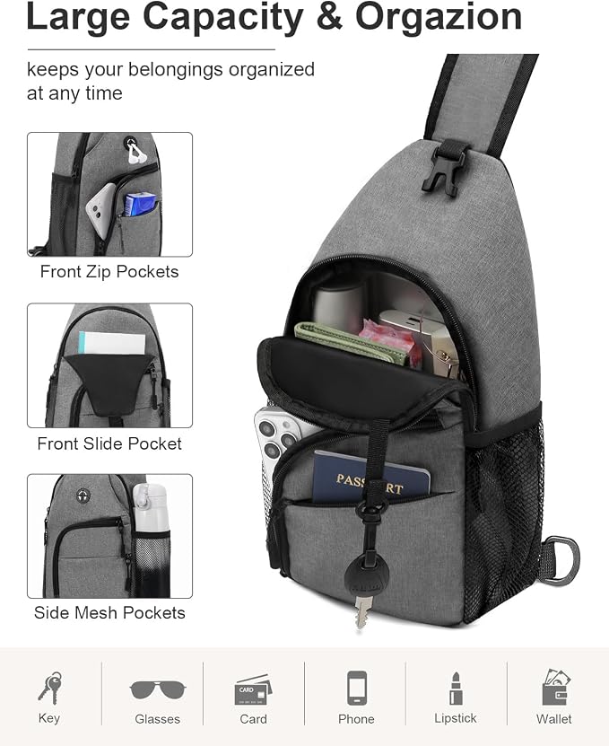 Pritent Crossbody Bags for Women Man, Waterproof Sling Bag Backpack Trendy - Image 3