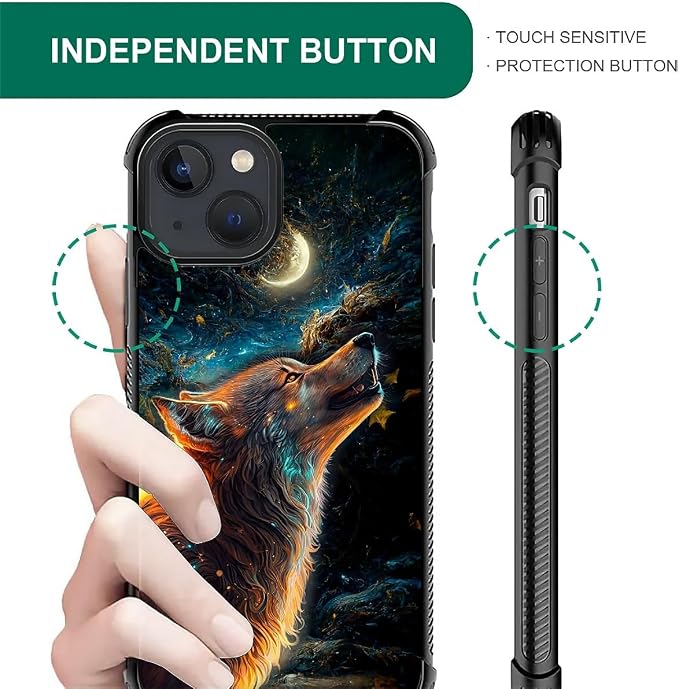 for iPhone 15 Plus Case, Star Cave Hungry Wolf Pattern Graphic Design Girl Boy - Image 6