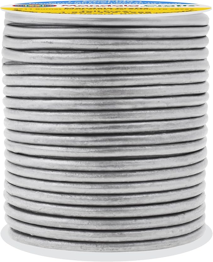 Mandala Crafts Round Genuine Silver Leather Cord - Image 2