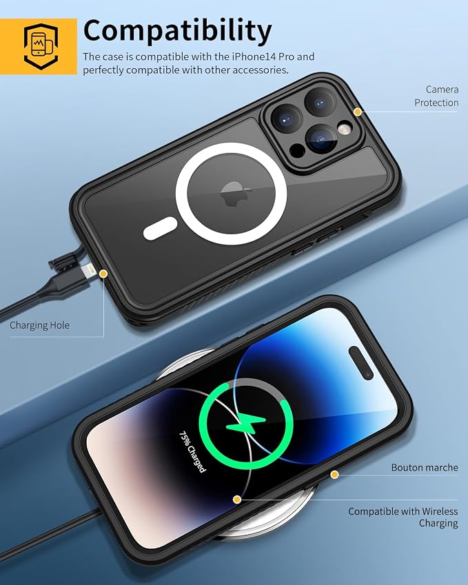 Lanhiem Magnetic for iPhone 14 Pro Max Case, Waterproof Dustproof Case - Image 6