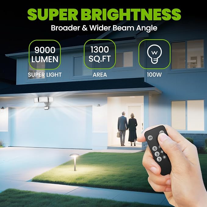 MAGAGUVU 100W Flood Lights Outdoor, 9000LM LED Security Light Motion Sensor - Image 4