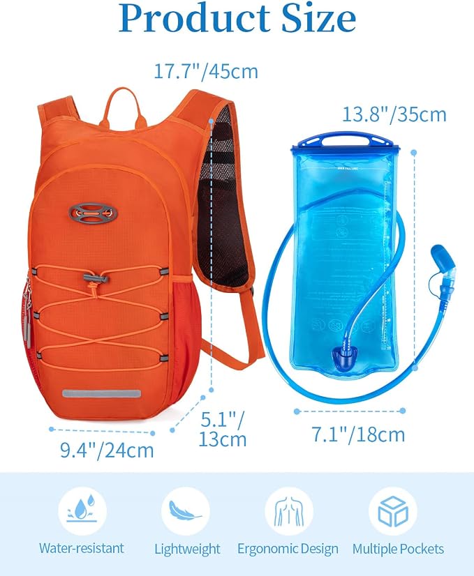 Hydration Backpack with 2L Water Bladder, Hiking Water Backpack - Image 2