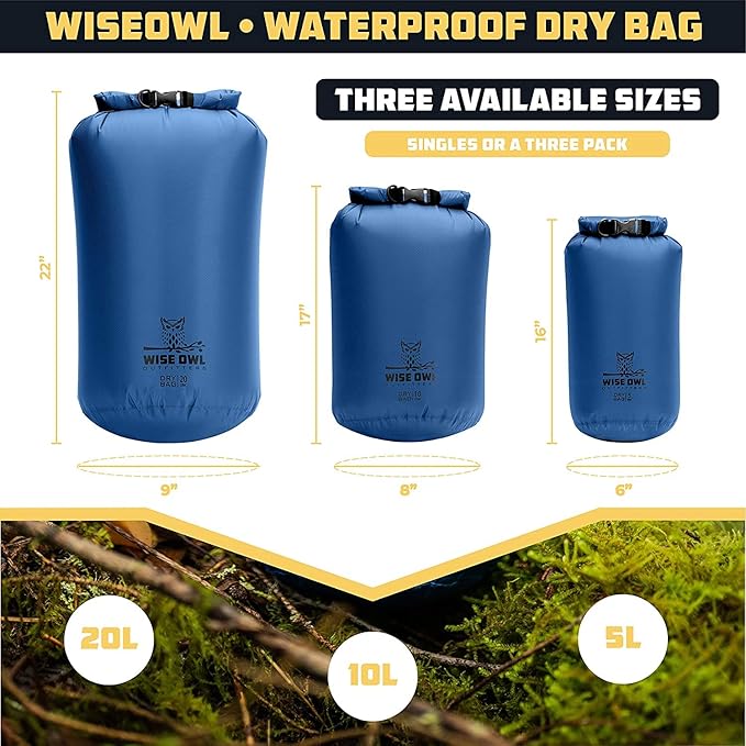 Wise Owl Outfitters Waterproof Dry Bag 3-Pack – Lightweight & Airtight - Image 3