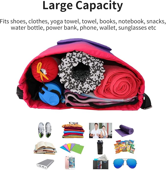 Waterproof Drawstring Bag, Gym Bag Sackpack Sports Beach Backpack - Image 4