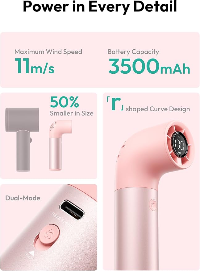 Aecooly Portable Handheld Fan, Powerful Turbo Mini Fan, 19000 RPM High Speed - Image 6