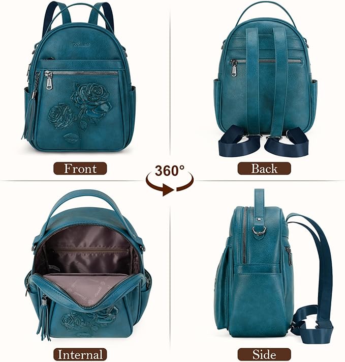 Mini Backpack Purse for Women, Embossed Vegan Leather Small Backpack Fashion - Image 4