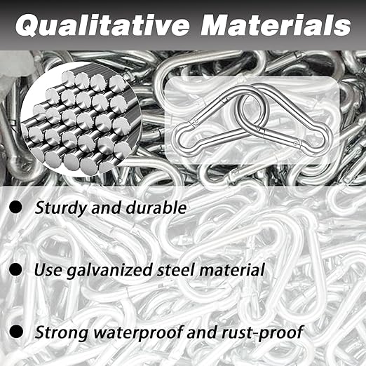 40 PCS 3'' Spring Snap Hook Carabiner, M8 5/16 Inch Galvanized Silver Steel - Image 4