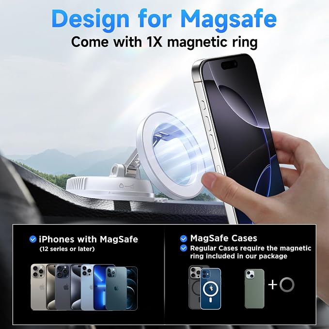 ANDERY Car Phone Holder for Magsafe 360° Adjustable Car Phone Mount, Phone - Image 6