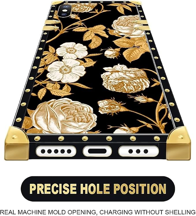 Compatible with iPhone Xs Max Case, Blooming Rose Golden Flower Luxury Golden - Image 5