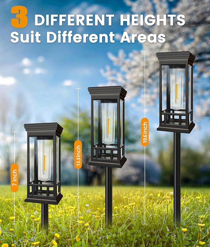 12 Pack Solar Pathway Lights Outdoor, Taller Bright Solar Path Lights Waterproof - Image 3