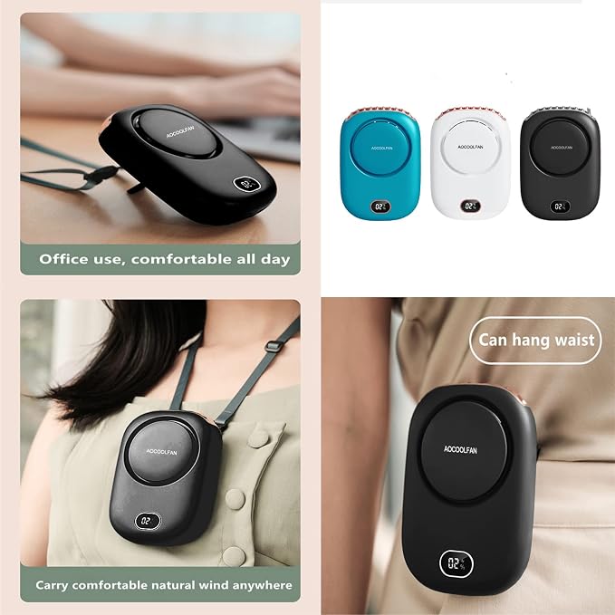 AOCOOLFAN Portable Neck Fan, Mini Small Personal Handheld Fan USB Rechargeable - Image 4