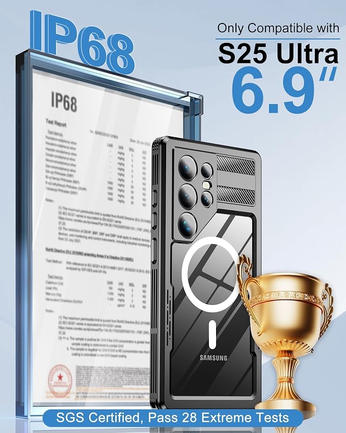 for Samsung Galaxy S25 Ultra Waterproof Case, Magnetic Heavy Duty Military - Image 2