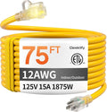 12AWG 75 FT Heavy Duty Outdoor Extension Cord Waterproof by Deeklify