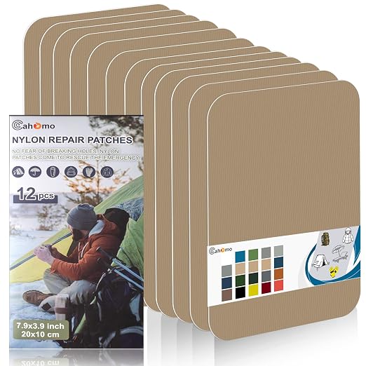 Cahomo 7.9x3.9 inch 12 PCS Nylon Repair Patch Nylon Repair Tape Self Adhesive by Cahomo