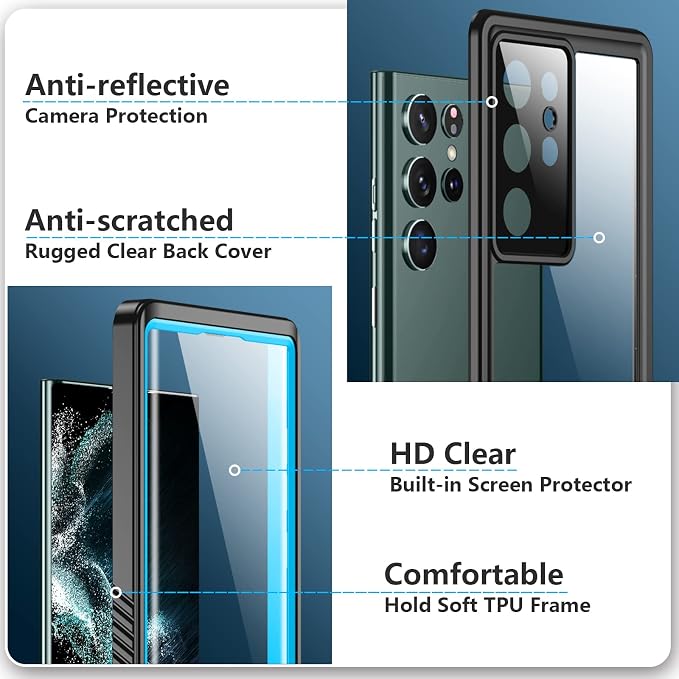 SPIDERCASE Designed for Samsung Galaxy S22 Ultra Case, Waterproof Built-in - Image 4