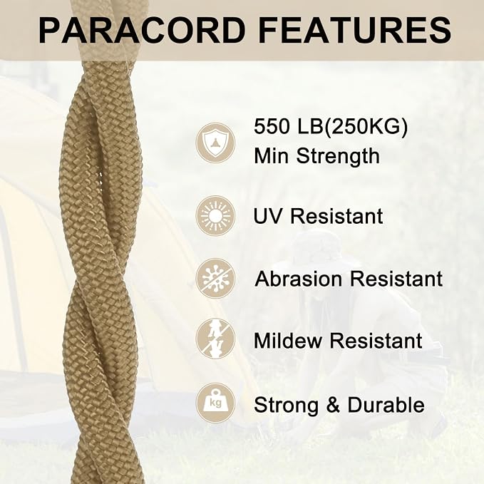 550 Paracord Rope 10ft, 4mm Thin Paracord Nylon Cord 7-Strand Core - Image 6