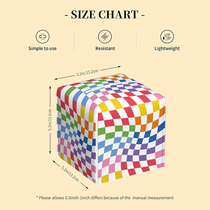 Tissue Box Cover Square, Colorful Wavy Checkerboard Tissue Box Holder - Image 2