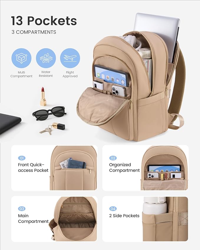 LOVEVOOK Laptop Backpack for Women, Puffer Travel Bag Fits 17 Inch Laptop - Image 2