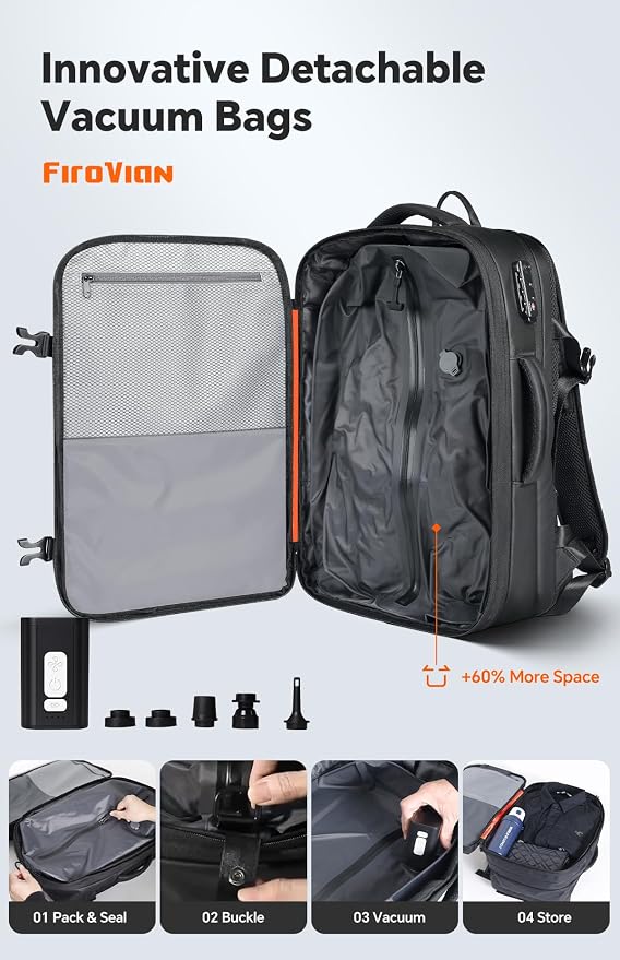 Vacuum Backpack Travel, 70L Expandable Carry On Backpack - Image 3
