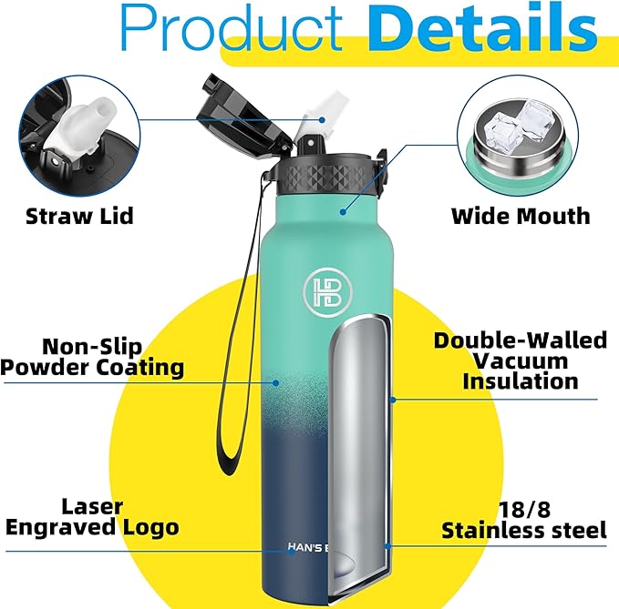Han's Bottle Sports Water Bottle - 24 Oz - Image 5