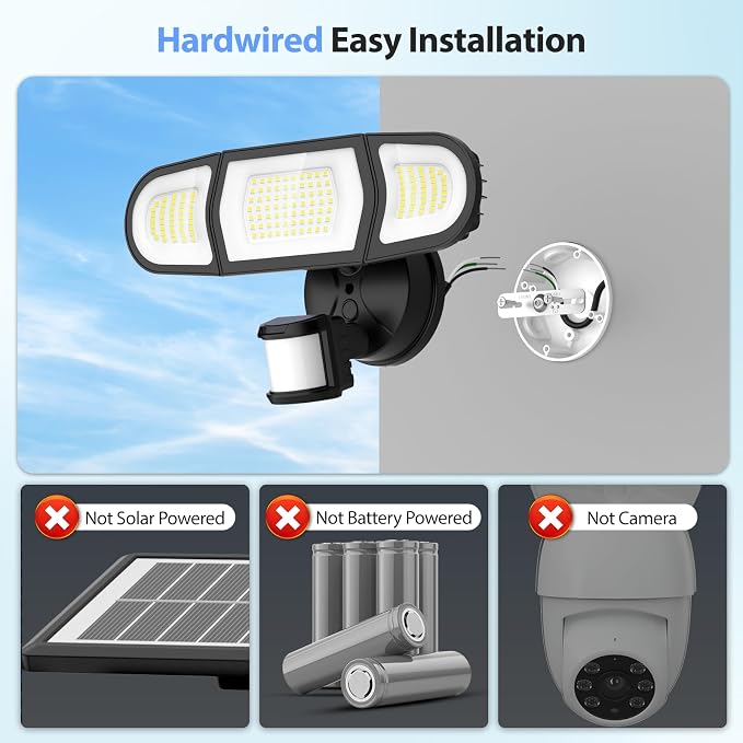 Olafus 100W LED Security Light Motion Sensor Outdoor Light, 2 Pack Motion Flood - Image 2