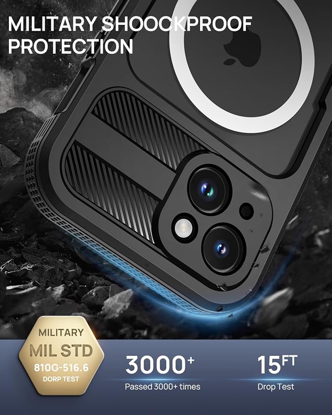 Lanhiem Magnetic for iPhone 15 Case, IP68 Waterproof Dustproof Case, Full Body - Image 4