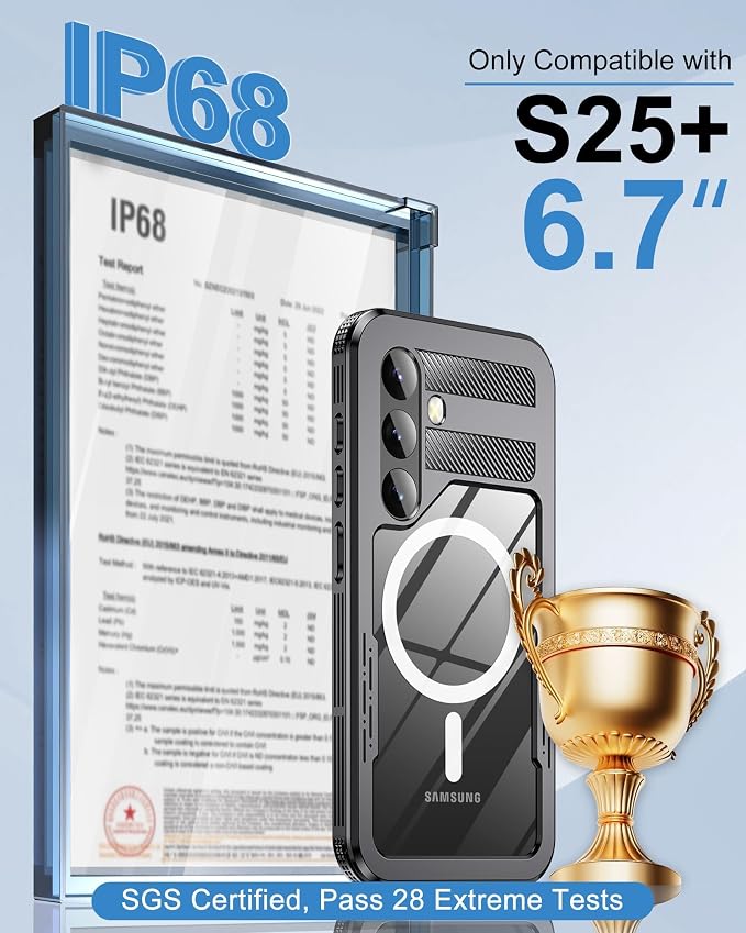 for Samsung Galaxy S25+ Plus Waterproof Case, Magnetic Heavy Duty Military - Image 2