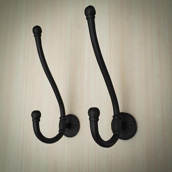 Mystic Colonial Rustic Cast Iron Wall Hooks, Heavy Duty Retro Utility Hanger - Image 6