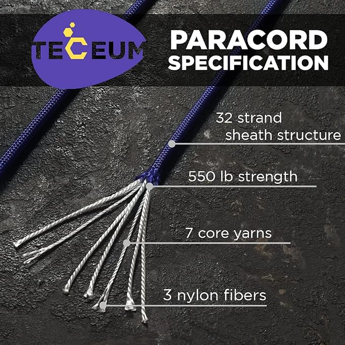 TECEUM Reflective Paracord Rope 1000 – 1000ft/200ft/100ft/50ft – 40+ Colors – - Image 2
