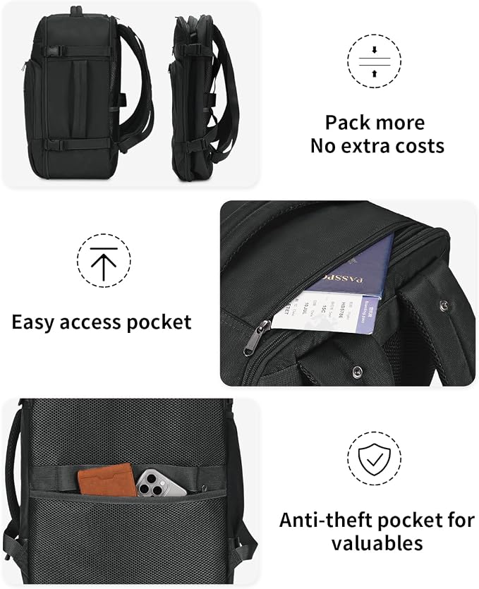 ECOHUB Travel Backpack for Men, Laptop Carry on Backpack - Image 8