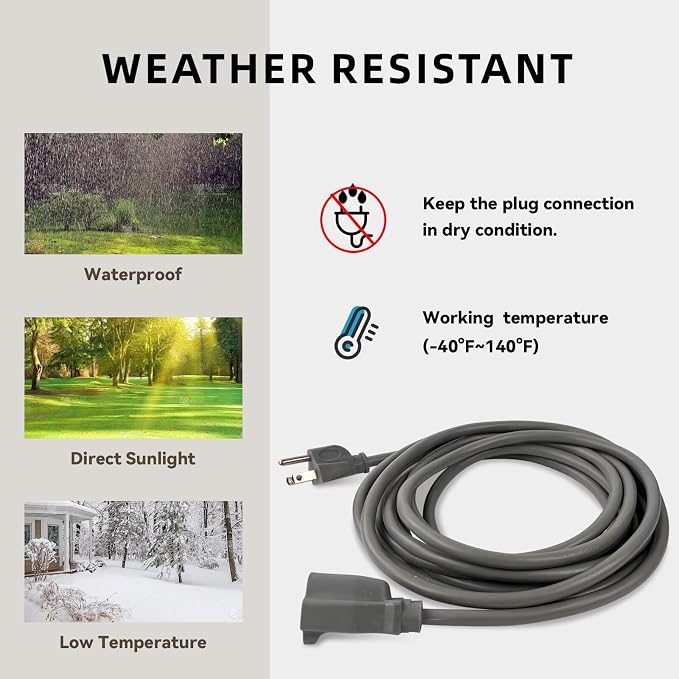 10ft Outdoor Extension Cord for Christmas Decorations - Image 5