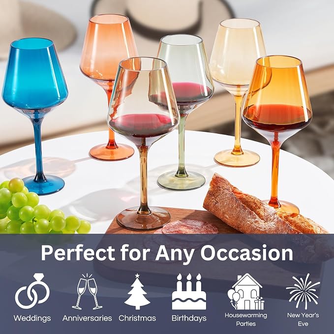 European Style Plastic Crystal Unbreakable Stemmed Wine Glasses | Set of 12 | - Image 2