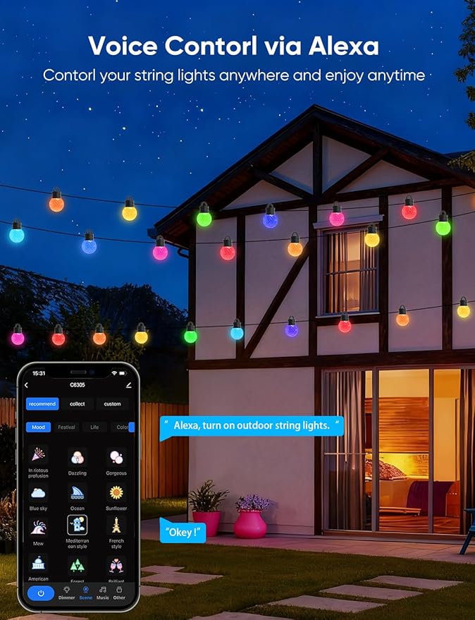 APPECK Outdoor String Lights 50ft, RGBW Color Changing Patio Lights - Image 3