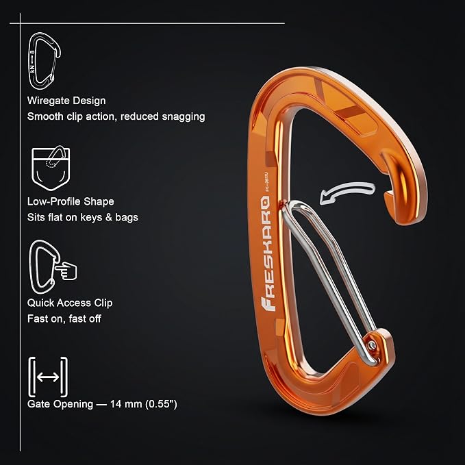 FresKaro 5pcs Nano Carabiner Clips, 8kN 1798lbs, Small Sturdy, Reliable - Image 3