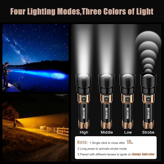 SKYFIRE Rechargeable Flashlights High Lumens - Image 4