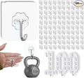 DDMY 100 Pack Heavy Duty Self Adhesive Hooks 50 lbs Transparent Reusable Sticky by DDMY
