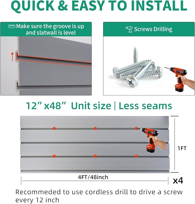 FRAYSCENT Slat Wall Paneling Garage Slat Wall Storage Systems Slatwall Panels - Image 5