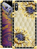 Compatible with iPhone Xs Max Case, Sunflower Diamonds Leather Luxury Golden by Unknown